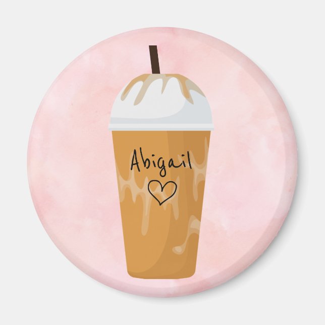 Personalisiert-Chic Iced Coffee Trendrosa Magnet (Vorne)