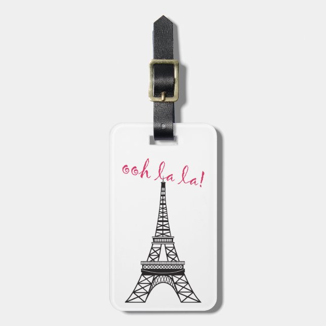 Personalisiert Chic Paris Eiffel Tower Gepäckmarke Gepäckanhänger (Vorderseite vertikal)