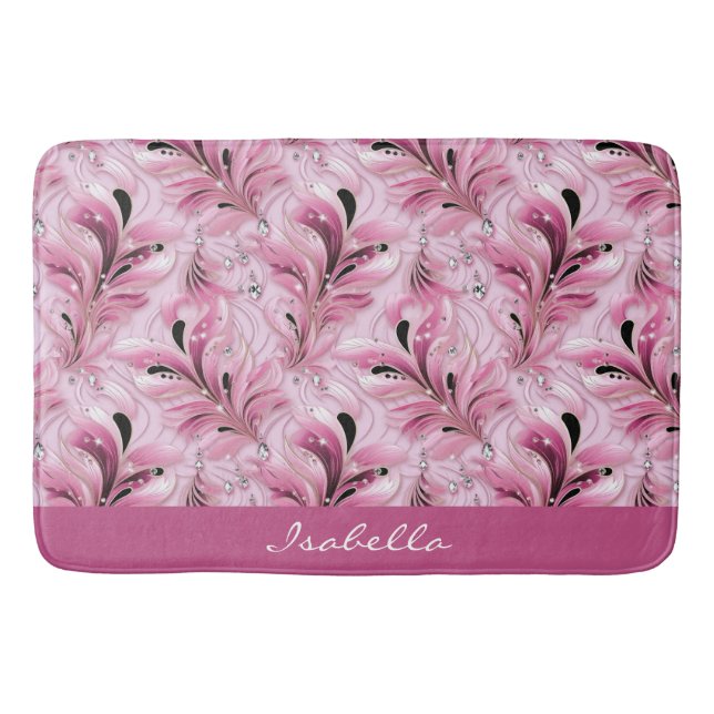 Personalisiert Chic Pink Glam Luxus-Muster Badematte (Vorderseite)