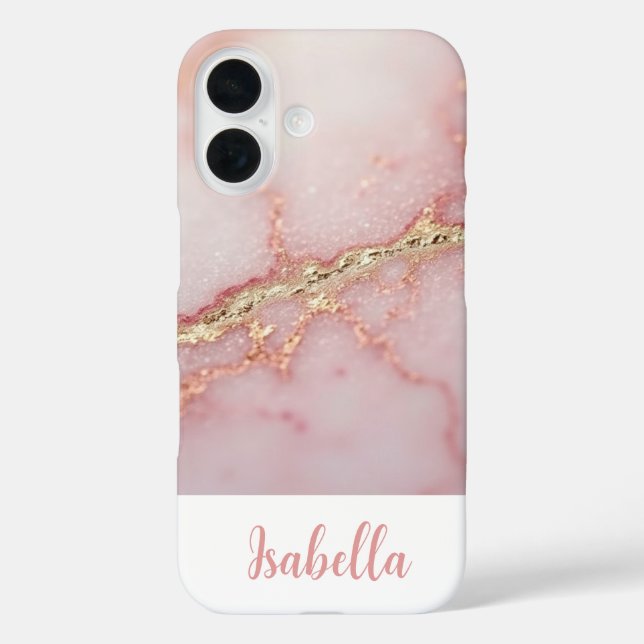 Personalisiert Chic Pink Marble Gold Case-Mate iPhone Hülle (Rückseite)