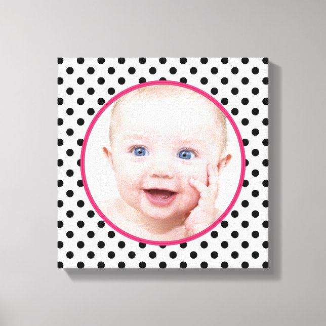 Personalisiert Chic Polka Dot Baby Foto Picture Leinwanddruck (Vorderseite)