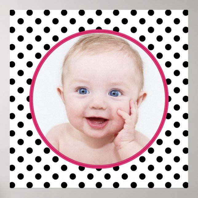 Personalisiert Chic Polka Dot Baby Foto Poster (Vorne)