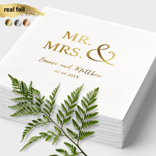 Personalisiert, Chic Real Foil Mr. und Mrs. Weddin Servietten Mit Folie