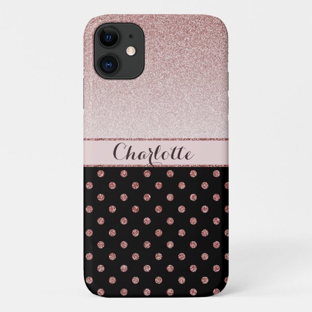 Personalisiert Chic Rose Gold Glitzer Name Case-Mate iPhone Hülle (Rückseite)