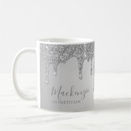Personalisiert Chic Silver Sparkle Glitzer Tropfen Kaffeetasse