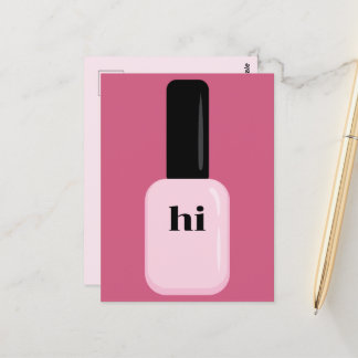 Personalisiert Chic Trendy Modern Pink Nail Polnis Postkarte