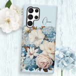 Personalisiert Chic Vintag Floral Bouquet Samsung Galaxy Hülle<br><div class="desc">Wunderschönes Blumenstrauß mit Vintagen,  rosa und blauen Blumen auf himmelblauem Hintergrund mit anpassbarem Textfeld.</div>