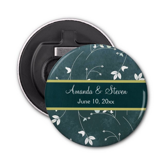 Personalisiert Chic Vintage Wedding Memento Flaschenöffner (Vorderseite)