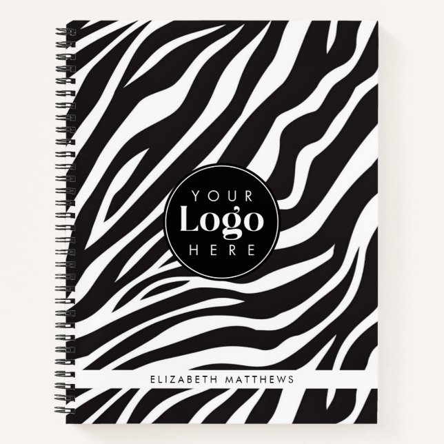 Personalisiert Chic Zebra Print Custom Company Log Notizbuch (Vorderseite)