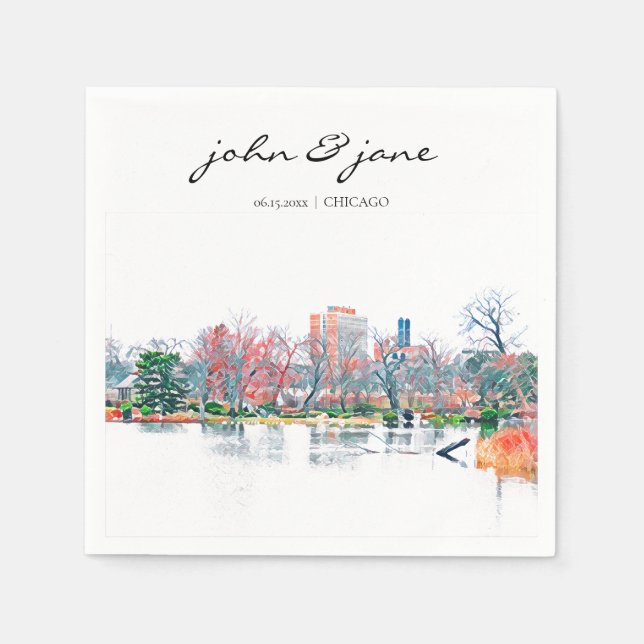 Personalisiert Chicago Jackson Park Cocktail Napki Serviette (Vorderseite)