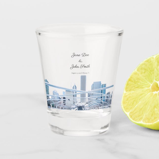 Personalisiert Chicago Shot Glass Schnapsglas (Vorderseite)