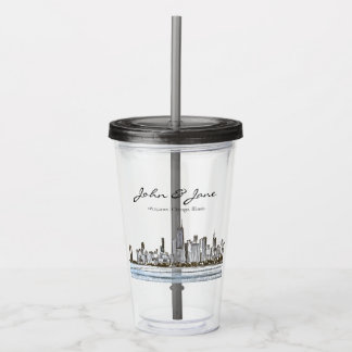 Personalisiert Chicago Skyline Acryltrinkbecher