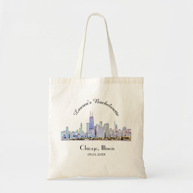 Personalisiert Chicago Skyline Bachelorette Tragetasche (Vorne)