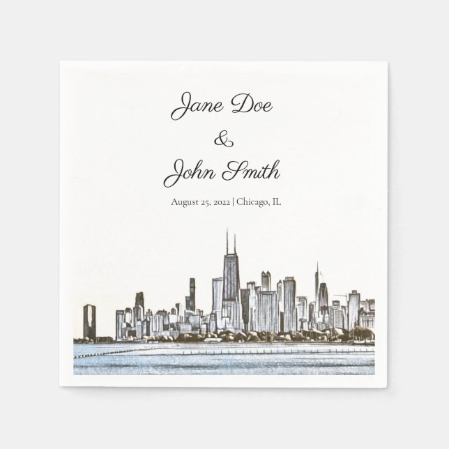 Personalisiert Chicago Skyline Cocktail Napkin Serviette (Vorderseite)
