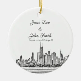 Personalisiert Chicago Skyline Keramik Ornament