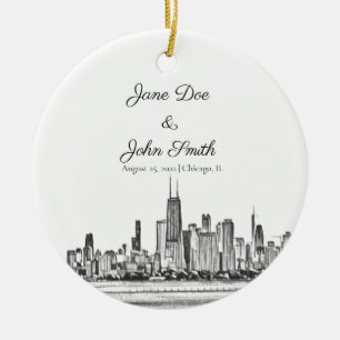 Personalisiert Chicago Skyline Keramik Ornament
