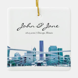 Personalisiert Chicago Skyline Keramikornament