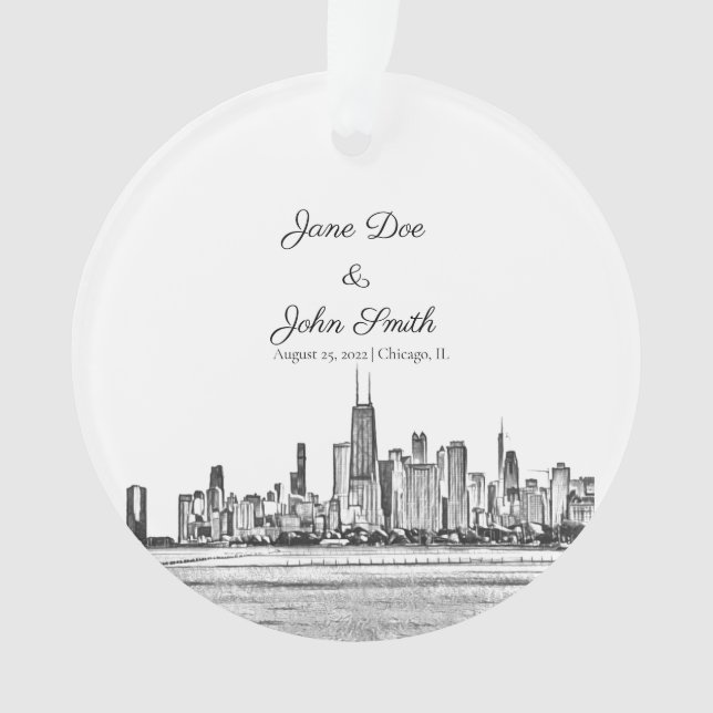 Personalisiert Chicago Skyline Ornament (Vorderseite)