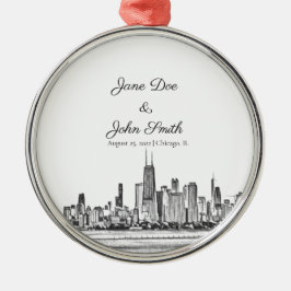 Personalisiert Chicago Skyline Ornament Aus Metall