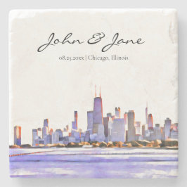 Personalisiert Chicago Skyline Steinuntersetzer