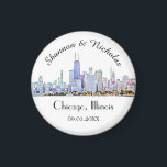 Personalisiert Chicago Skyline Wedding Magnet<br><div class="desc">Diese Magnete machen perfekte Gastgeschenke Hochzeiten oder Geschenke.</div>