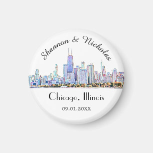 Personalisiert Chicago Skyline Wedding Magnet