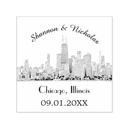 Personalisiert Chicago Skyline Wedding Permastempel