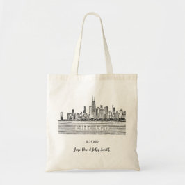 Personalisiert Chicago Skyline Wedding Tragetasche
