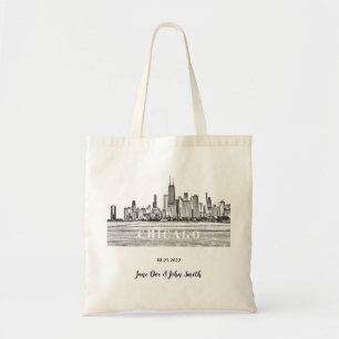 Personalisiert Chicago Skyline Wedding Tragetasche