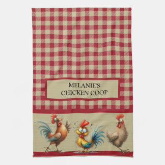Personalisiert CHICKEN COOP - Red Tan Buffalo Kari Geschirrtuch