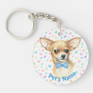 Personalisiert Chihuahua Blue Bowtie Schlüsselanhä Schlüsselanhänger