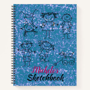Personalisiert Children's Blue Sketchbook Notebook Notizbuch