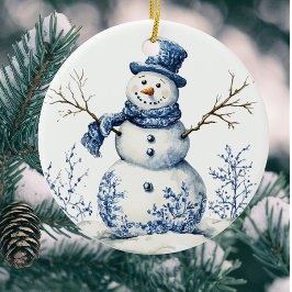 Personalisiert Chinoiserie Blue White Snowman Keramik Ornament