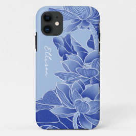 Personalisiert Chinoiserie Chic Blue Lotus Mandala Case-Mate iPhone Hülle
