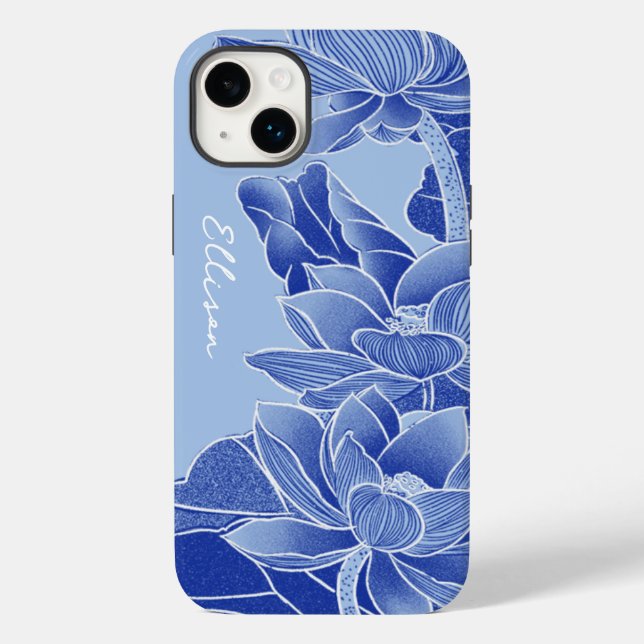 Personalisiert Chinoiserie Chic Blue Lotus Mandala Case-Mate iPhone Hülle (Rückseite)