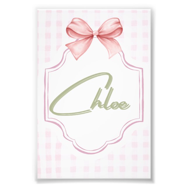 Personalisiert Chloe Baby Girl Kinderzimmer Bow&Gi Fotodruck (Vorne)
