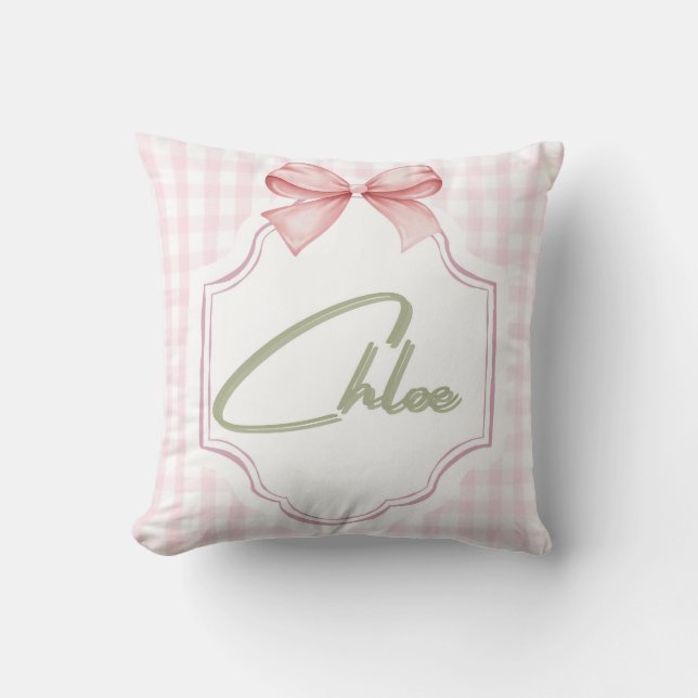 Personalisiert Chloe Baby Girl Kinderzimmer Bow&Gi Kissen (Vorderseite)