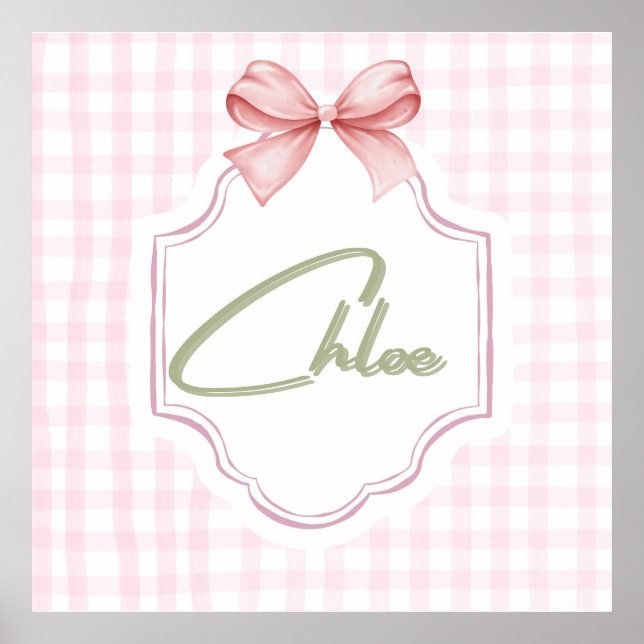 Personalisiert Chloe Baby Girl Kinderzimmer Bow&Gi Poster (Vorne)