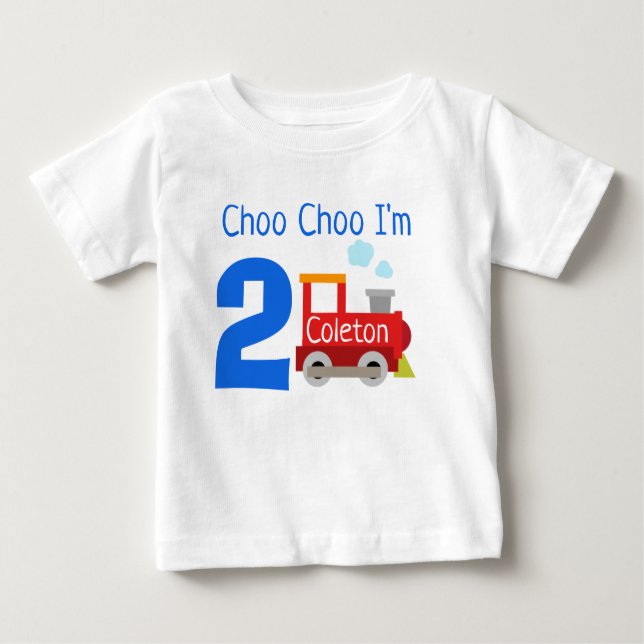 Personalisiert Choo Choo I m 2 Birthday Shirt (Vorderseite)