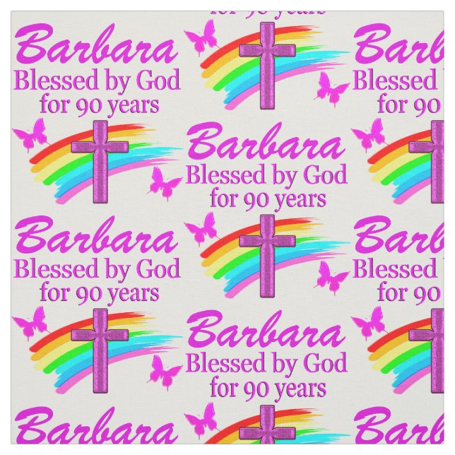 PERSONALISIERT CHRISTLICHEN 90. GEBURTSTAG FABRIC STOFF (Muster)