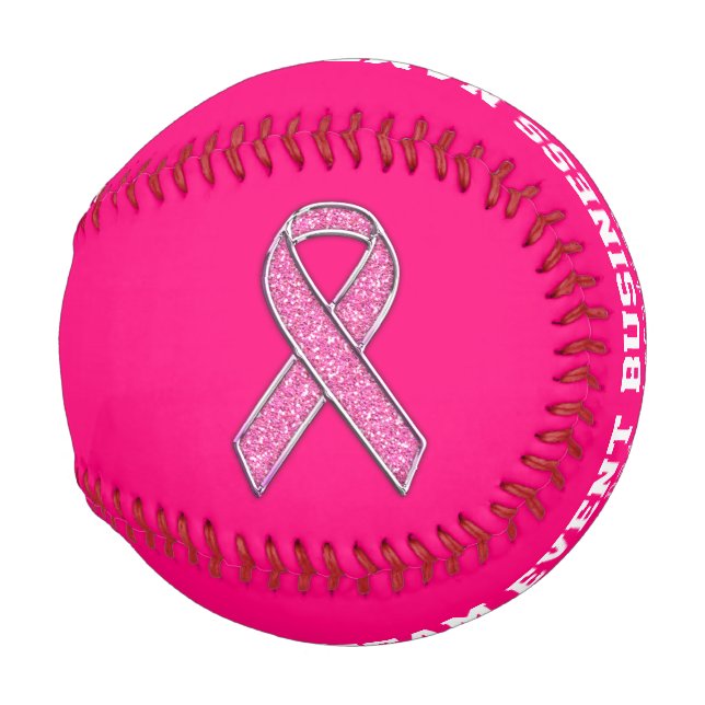 Personalisiert Chrome like Pink Ribbon Bewusstsein Baseball (Rückseite Links)