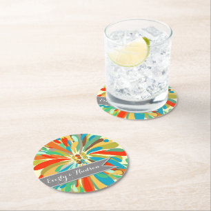 Personalisiert Chrysanthemum kühl farbenfroh Runder Pappuntersetzer