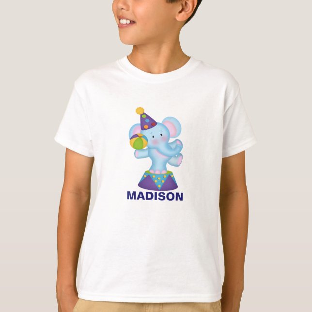 Personalisiert Circus Elephant T Shirt (Vorderseite)