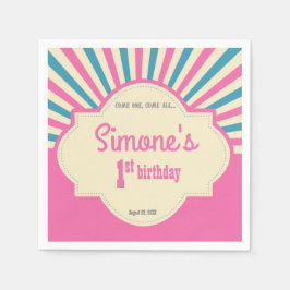 Personalisiert, Circus Thema, erster Geburtstag, r Serviette