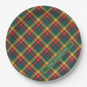 Personalisiert Clan Buchanan Tartan Kariert Pappteller