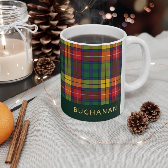 Personalisiert Clan Buchanan Tartan Karierter Name Kaffeetasse (Personalized Rustic Plaid Red Green Buchanan Tartan 11oz Coffee Mug)