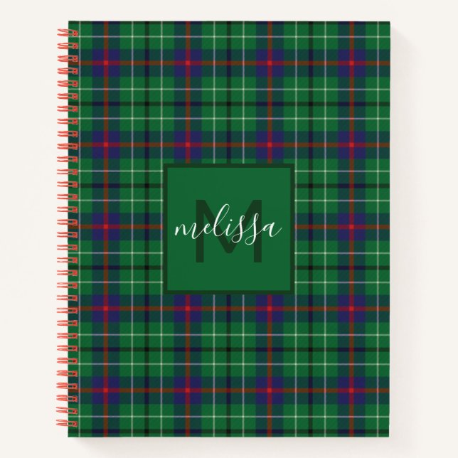 Personalisiert Clan Duncan Kariert Tartan Monogram Notizbuch (Vorderseite)
