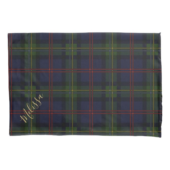 Personalisiert Clan Malcolm Tartan Karierter Name Kissenbezug (Vorderseite-Links)