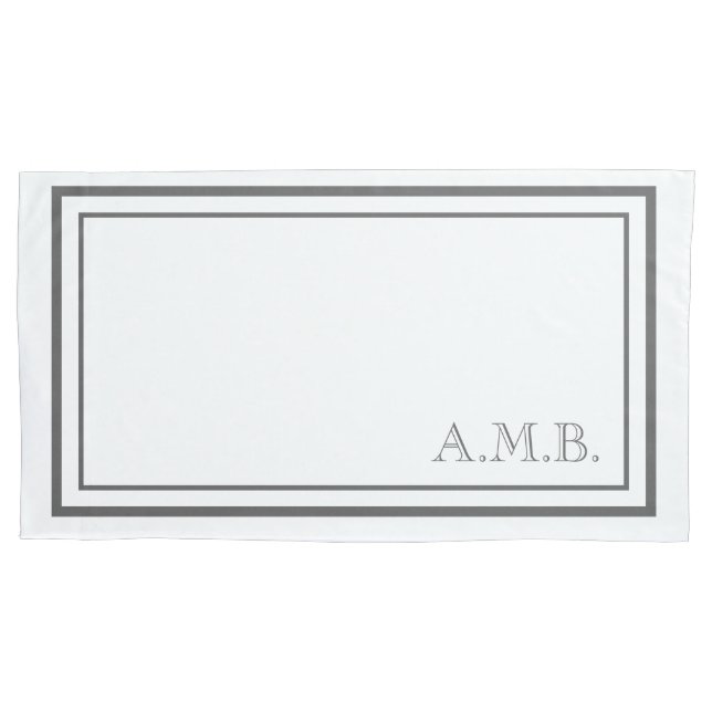 Personalisiert Classic Dunkle Gray Monogram King Kissenbezug (Vorderseite)