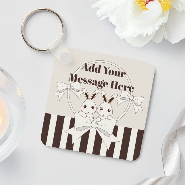 Personalisiert Classic Modern Strip Niedlich Twin  Schlüsselanhänger (Von Creator hochgeladen)